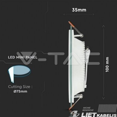 LED šviestuvas 6W, 4000K, 420lm, su stiklu įleidžiamas 2 LED šviestuvas 6W, 4000K, 420lm, su stiklu įleidžiamas 2