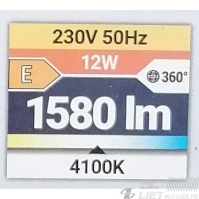LED šviestuvas ARON 12W ,4000K, 1200Lm,  apvalus juodas IP65, Struhm 5