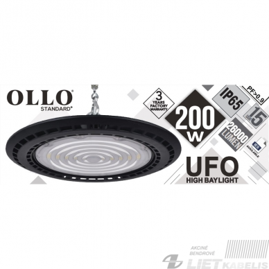 LED šviestuvas aukštų patalpų 200W, 4000K, 26000Lm, 90°, IP67, UFO, OLLO LED šviestuvas aukštų patalpų 200W, 4000K, 26000Lm, 90°, IP67, UFO, OLLO