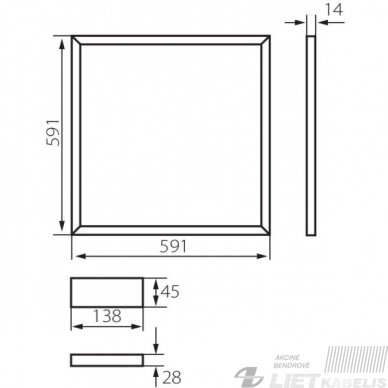 LED šviestuvas  AVAR 40W, 4000K, 3600lm, 6060mm Kanlux 1