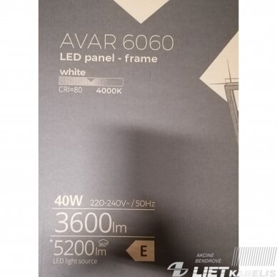 LED šviestuvas  AVAR 40W, 4000K, 3600lm, 6060mm Kanlux 6