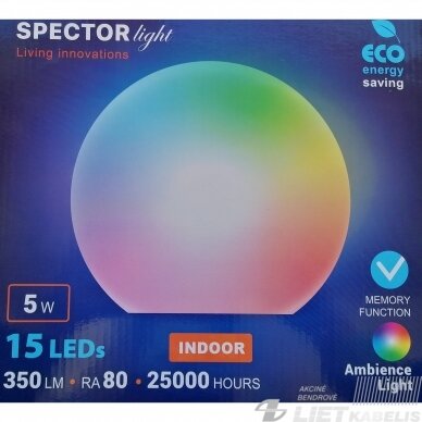 LED šviestuvas, pastatomas. stalinis, burbulas 5W, 2700K, 350Lm, IP20, RGBW pultelis, SPECTOR light 4 LED šviestuvas, pastatomas. stalinis, burbulas 5W, 2700K, 350Lm, IP20, RGBW pultelis, SPECTOR light 4