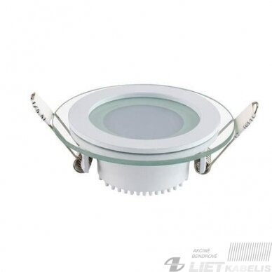 LED šviestuvas  12W su stiklu, 4000K, 780lm, įleidžiamas, Bona electrica