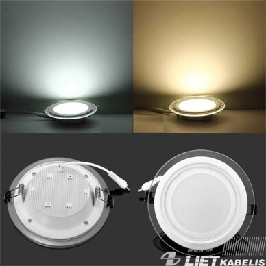 LED šviestuvas 12W su stiklu, 4000K, 780lm, įleidžiamas, Bona electrica 1 LED šviestuvas 12W su stiklu, 4000K, 780lm, įleidžiamas, Bona electrica 1