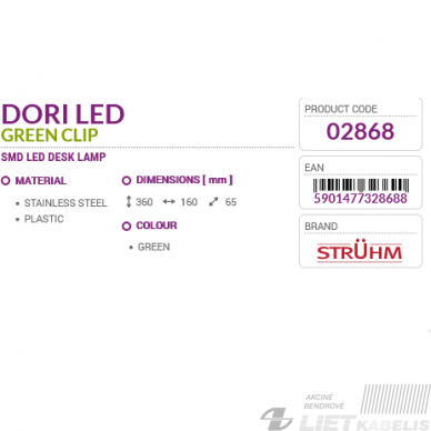 LED šviestuvas DORI CLIP 6W, 4200K, 430lm, tvirtinamas stalinis,STRUHM 2