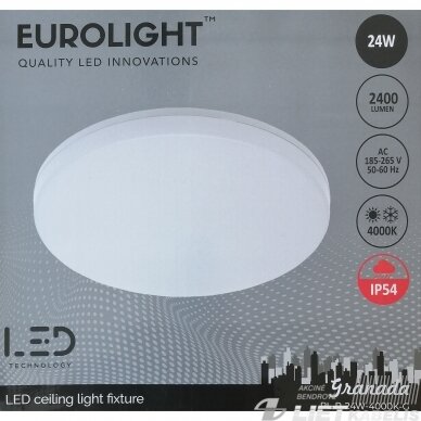 LED šviestuvas Granada 24W, 3000K-6500K, 2400lm, pridedamas, dimeriuojamas, IP54, Eurolight 1