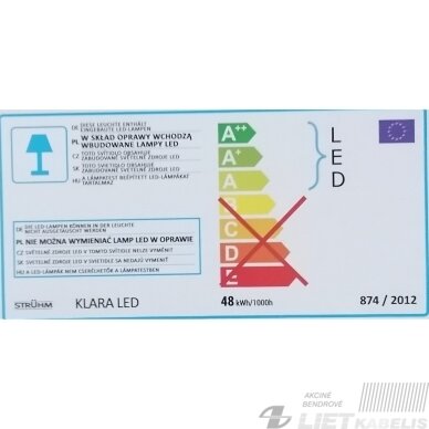LED šviestuvas KLARA 48W, 4000K, 2955LM, IP44 kvadratinis banguotas, Struhm 5
