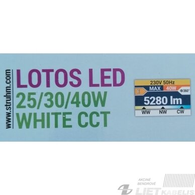 LED šviestuvas LOTOS 25/30/40W, 3000-6500K, 5280lm, IP20, STRUHM 3