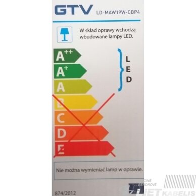 LED šviestuvas Matis plus įleidžiamas kvadratinis, 19W, 3000K, 1520Lm, GTV 2