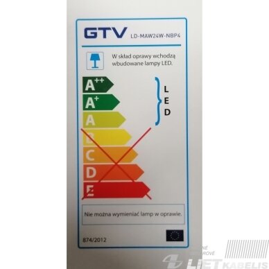 LED šviestuvas Matis plus įleidžiamas, kvadratinis 24W, 4000K, 2000LM,  GTV 2