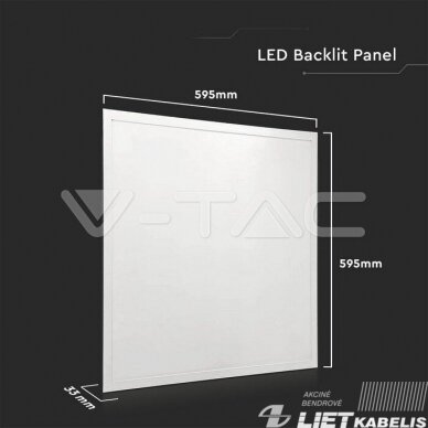 LED šviestuvas  panelė 36W, 4000K, 4320 lm, 595x595mm, V-TAC 2
