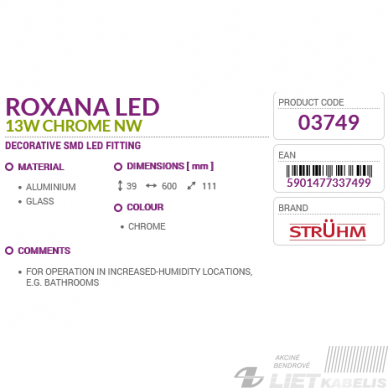 LED šviestuvas ROXANA  13W, 4100K, 1430lm,  IP44, chromas, Struhm 4