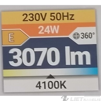 LED šviestuvas SOLA 24W, 4100K, 3070lm, IP44, Struhm 3