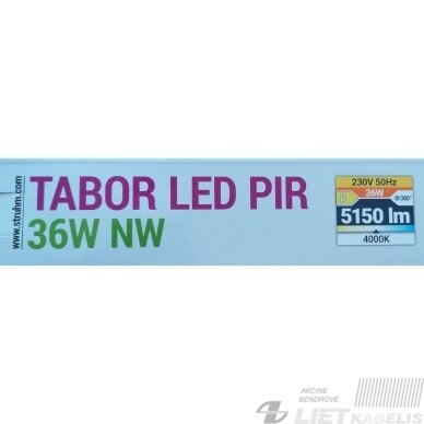 LED Šviestuvas TABOR 36W, 4000K, 5150lm, su judesio davikliu, IP65, Struhm 4 LED Šviestuvas TABOR 36W, 4000K, 5150lm, su judesio davikliu, IP65, Struhm 4