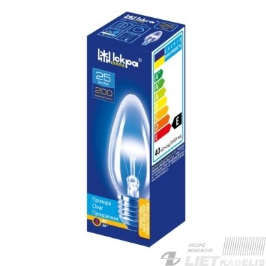 Lempa kaitrinė 25W, E27 žvakė, Iskra