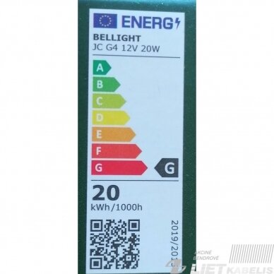 Lempa halogeninė JC-20W, 12V, G4, Bellight 1 Lempa halogeninė JC-20W, 12V, G4, Bellight 1