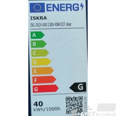 Lempa kaitrinė 40W, E27, A55, Iskra 1 Lempa kaitrinė 40W, E27, A55, Iskra 1