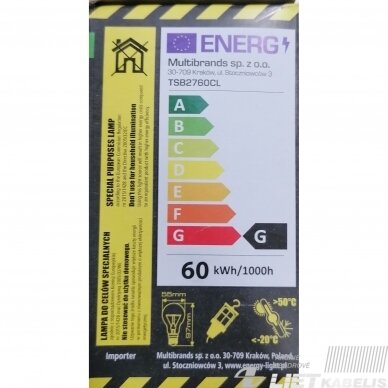 Lempa kaitrinė 60W, A55, E27, 230V, Energy light 1