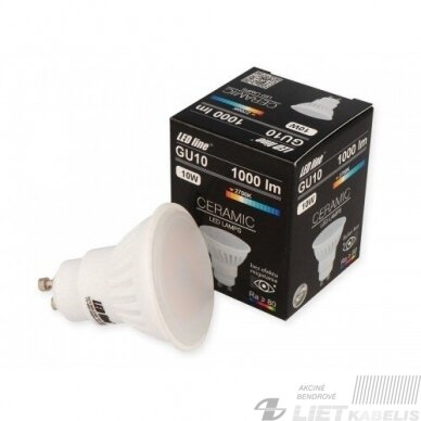 Lempa LED 10W, GU10, 1400lm, 2700K, keramikinė, LEDline Lempa LED 10W, GU10, 1400lm, 2700K, keramikinė, LEDline