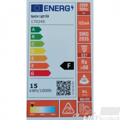 Lempa LED 15W, 3000K, 1490lm, E27, Spector light 1 Lempa LED 15W, 3000K, 1490lm, E27, Spector light 1