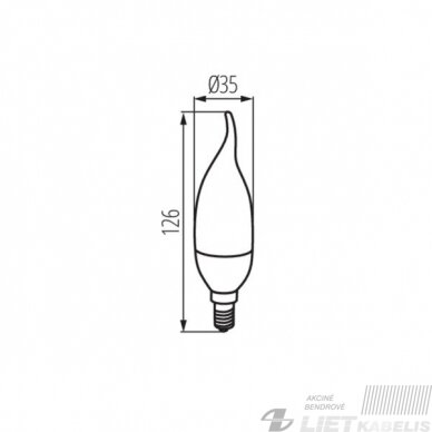 Lempa LED 6,5W, E14, 3000K, 806lm, žvakė liepselė, Kanlux 2 Lempa LED 6,5W, E14, 3000K, 806lm, žvakė liepselė, Kanlux 2