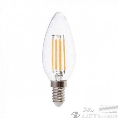 Lempa LED 4W, E14, 3000K, 400Lm žvakės formos, filamentinė , GTV Lempa LED 4W, E14, 3000K, 400Lm žvakės formos, filamentinė , GTV