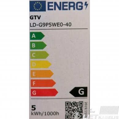 Lempa LED 5W, G9, 4000K, 400lm, GTV 1 Lempa LED 5W, G9, 4000K, 400lm, GTV 1