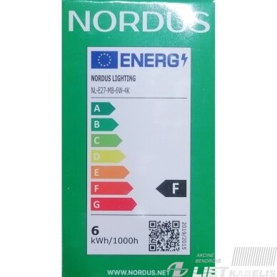 Lempa LED 6W, 3000K, 580lm,  E27, NORDUS 1
