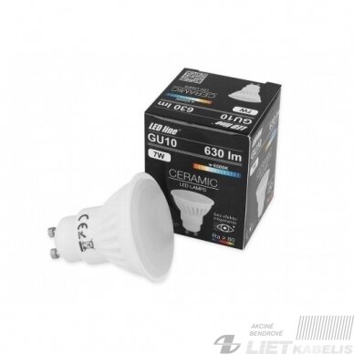 Lempa LED 7W, GU10, 1000lm, 2700K, keramikinė, LEDline Lempa LED 7W, GU10, 1000lm, 2700K, keramikinė, LEDline