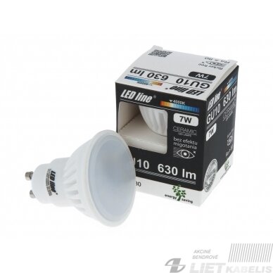 Lempa LED 7W, GU10, 1000lm, 4000K, keramikinė, LEDline Lempa LED 7W, GU10, 1000lm, 4000K, keramikinė, LEDline
