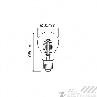 Lempa LED filamentinė dimeriuojama 8W, E27, 2700K, 968lm,  LEDline 1