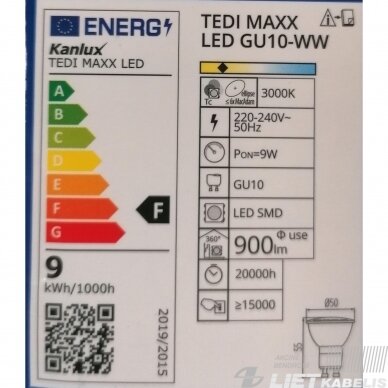 Lempa LED 9W, Tedi, MAXX, GU10, 3000K, 900lm, Kanlux 1