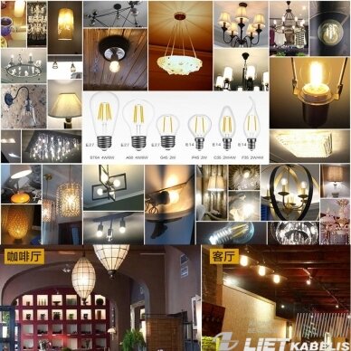 Lempa LED  filamentinė 4W, E14,2700K, 488lm, žvakės Formos, LEDline 3