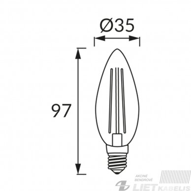 LED lempa filamentinė VELA 6W, E14, 2700K, 730LM,  Struhm 1