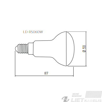 Lempa LED reflektorinė  6W, E14,400K, 500Lm, R50, GTV 2