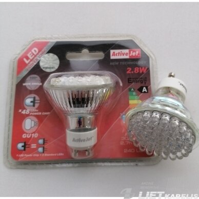 Lempa LED 48 Power Chip 2,8W, GU10, ActiveJet 1 Lempa LED 48 Power Chip 2,8W, GU10, ActiveJet 1
