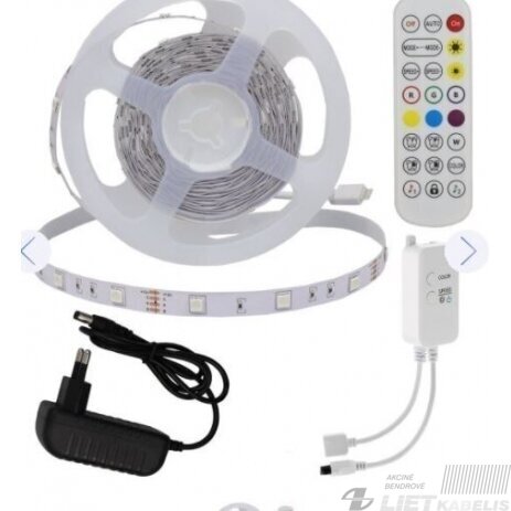 LED juosta 40W, 12V RGB adapteris +BT+valdiklis IP54, OPTONICA LED juosta 40W, 12V RGB adapteris +BT+valdiklis IP54, OPTONICA