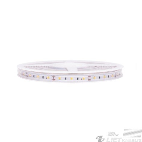 LED juosta, 5m ritė, 12V 4.8W/m hermetiška IP68, T formos, šiltai balta 3000K 108lm/W