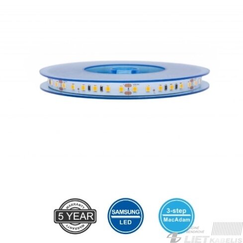LED juosta 24V 14.4W/m nehermetiška IP20 šiltai balta 2700K 120LED/m 115lm/W PLUS AKTO 1