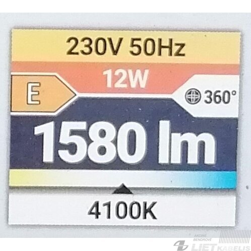LED šviestuvas ARON 12W ,4000K, 1200Lm,  apvalus juodas IP65, Struhm 5