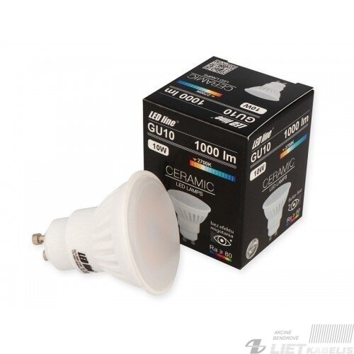 Lempa LED 10W, GU10, 1400lm, 2700K, keramikinė, LEDline Lempa LED 10W, GU10, 1400lm, 2700K, keramikinė, LEDline