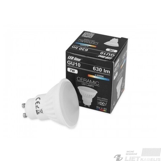 Lempa LED 7W, GU10, 1000lm, 2700K, keramikinė, LEDline Lempa LED 7W, GU10, 1000lm, 2700K, keramikinė, LEDline