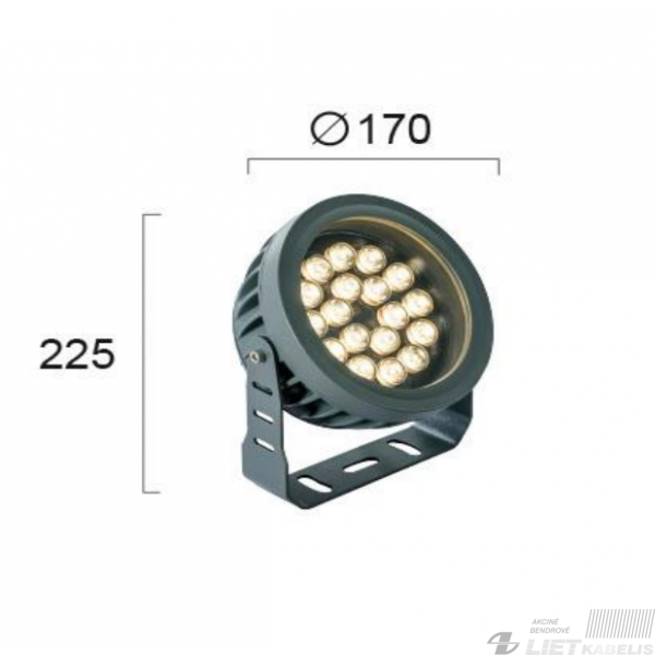 LED Prožektorius 18W, 3000K, 1980Lm, pilkas IP66, ERMIS 1 LED Prožektorius 18W, 3000K, 1980Lm, pilkas IP66, ERMIS 1