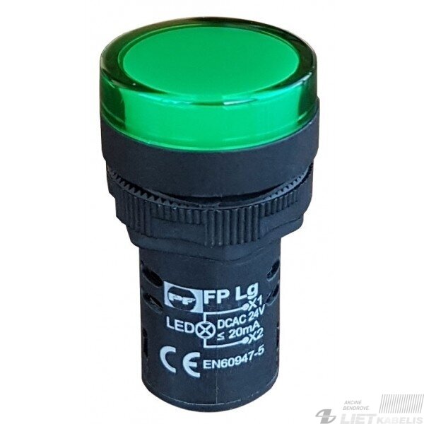 LED signalinė lemputė žalia FPL230G, 230V AC/DC, PF