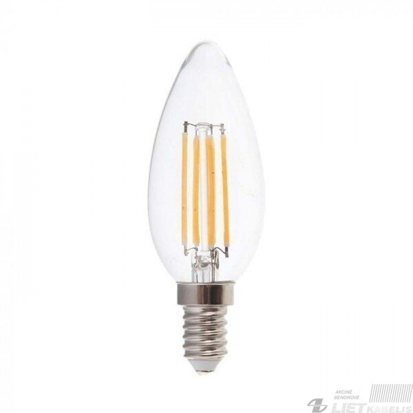 Lempa LED 4W, E14, 3000K, 400Lm žvakės formos, filamentinė , GTV