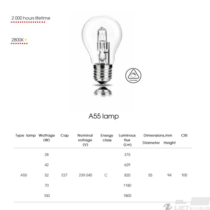 Lempa halogeninė  42W, E27, 230V, Bellight 1