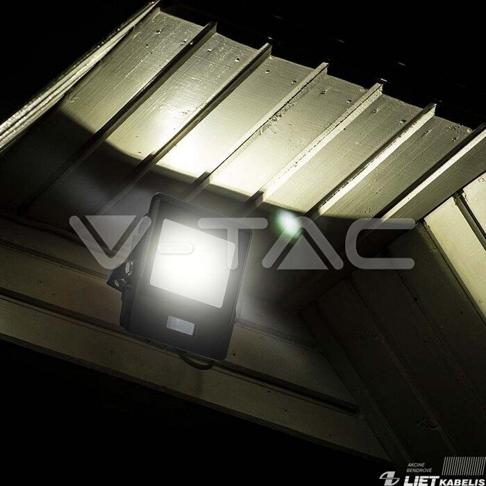 LED prožektorius 10W, 4000K, 735Lm, IP65, su judesio davikliu, Slim, V-TAC 2 LED prožektorius 10W, 4000K, 735Lm, IP65, su judesio davikliu, Slim, V-TAC 2