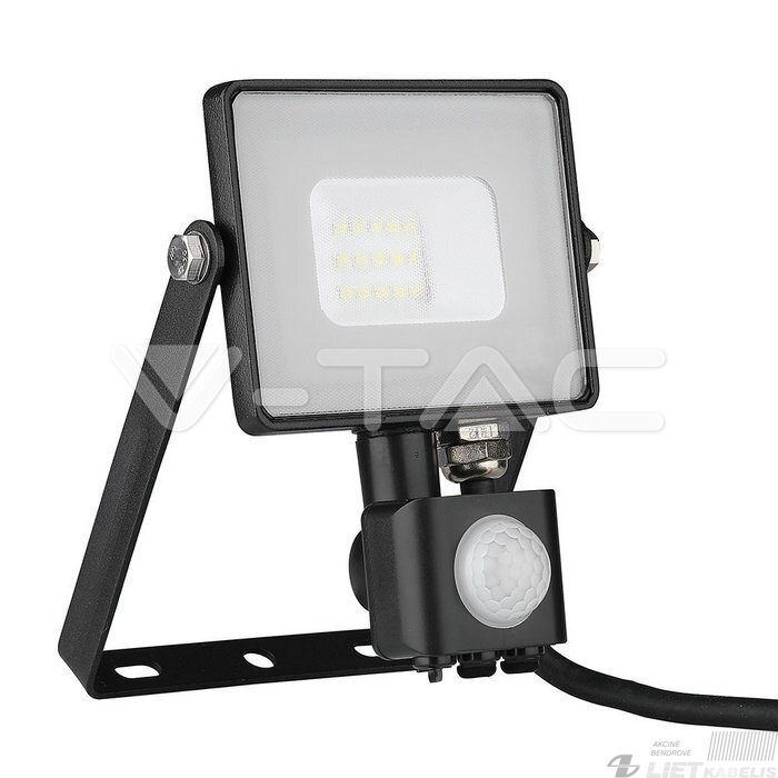 LED prožektorius 10W, 4000K, 800lm, su judesio davikliu, IP65, V-TAC