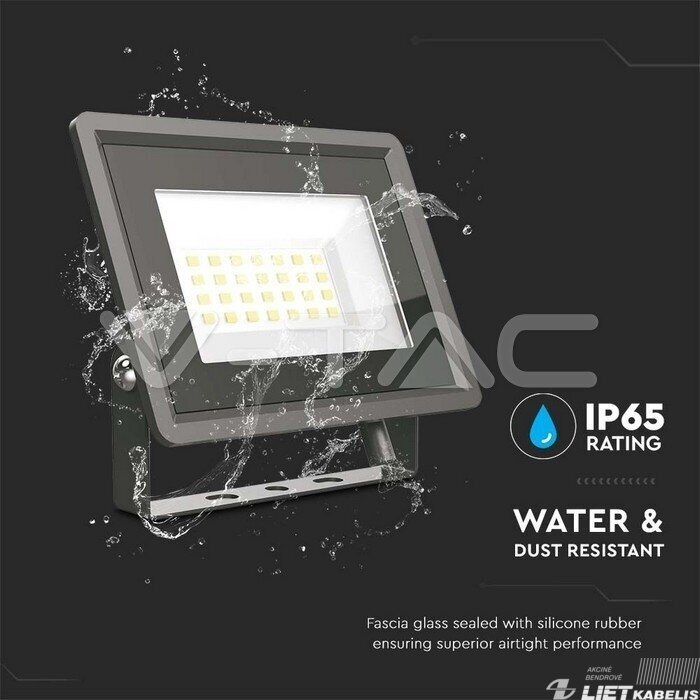 LED prožektorius 30W, 4000K, 2510lm, IP65, V-TAC 1 LED prožektorius 30W, 4000K, 2510lm, IP65, V-TAC 1