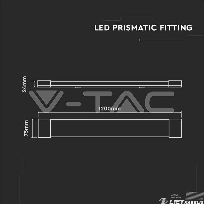 LED šviestuvas 40W,  4000K, 4800Lm, 120cm, IP20, V-TAC 1